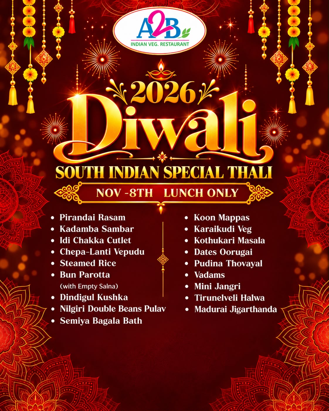 A2B Diwali South Indian Thali